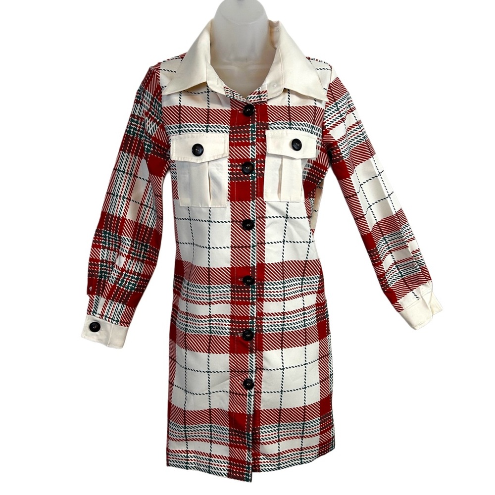 NWT Lily By Firmiana Women’s Long Red Plaid Duster Shacket / small
